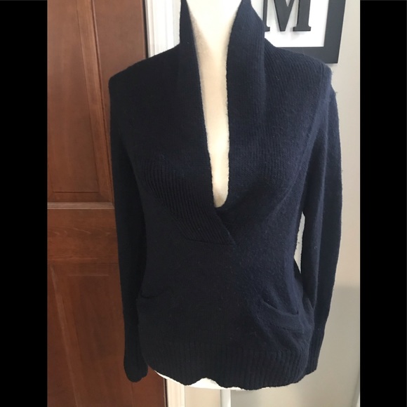 J. Crew Sweaters - J. Crew Navy Faux Wrap Alpaca Sweater. EUC. Sz. M.